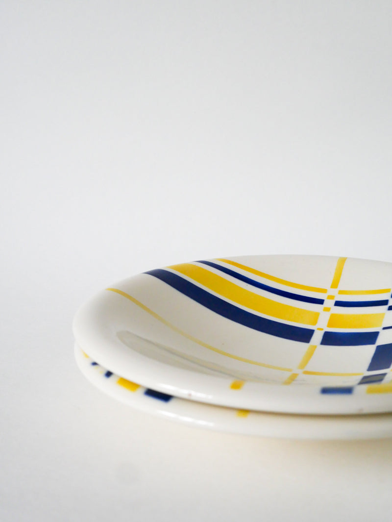 Paire De Plats Creux - Bleu & Jaune - Design - 1960