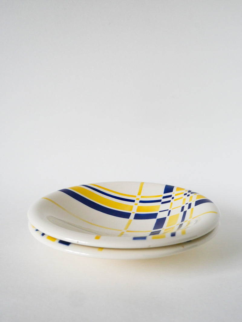 Paire De Plats Creux - Bleu & Jaune - Design - 1960