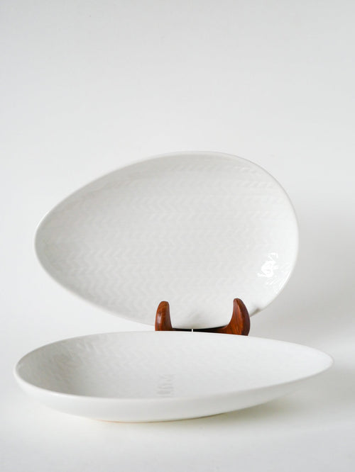 Paire De Plats De Présentation Salins - Forme Libre - Blanc - Design - 1960