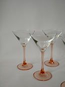 Lot De 6 Verres À Cocktail / Coupes À Champagne À Pieds Rose Fabriqués En France - Années 1970