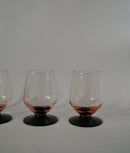 Lot De 4 Verres À Pieds Roses Et Pieds Noirs Art Déco - Années 30