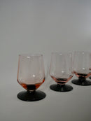 Lot De 4 Verres À Pieds Roses Et Pieds Noirs Art Déco - Années 30