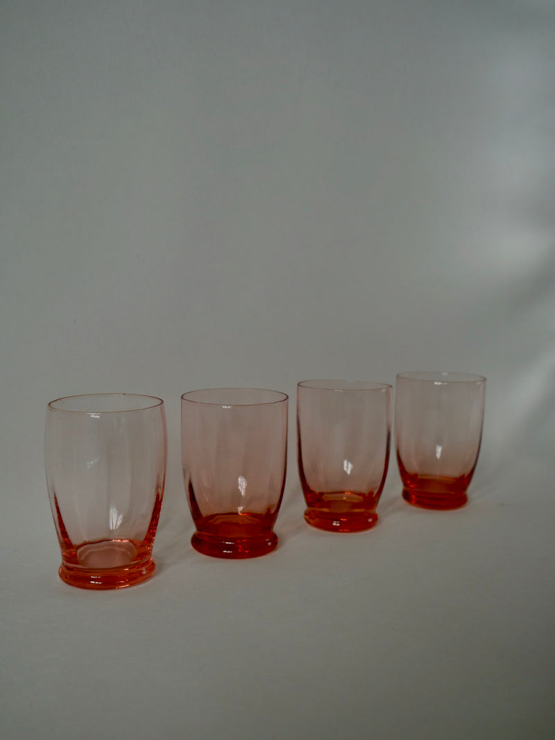 Lot De 4 Verres À Eau Roses Art Déco - Années 30