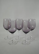 Lot De 5 Verres À Vin En Verre Bullé Violet - Années 70