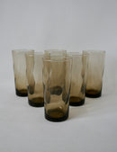 Lot De 6 Verres Fumés Design Long Drink - Années 70