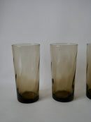 Lot De 4 Verres Fumés Design Long Drink - Années 70