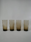 Lot De 4 Verres Fumés Design Long Drink - Années 70