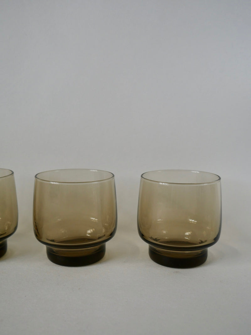 Lot De 4 Verres À Eau Design En Verre Fumé - Années 70