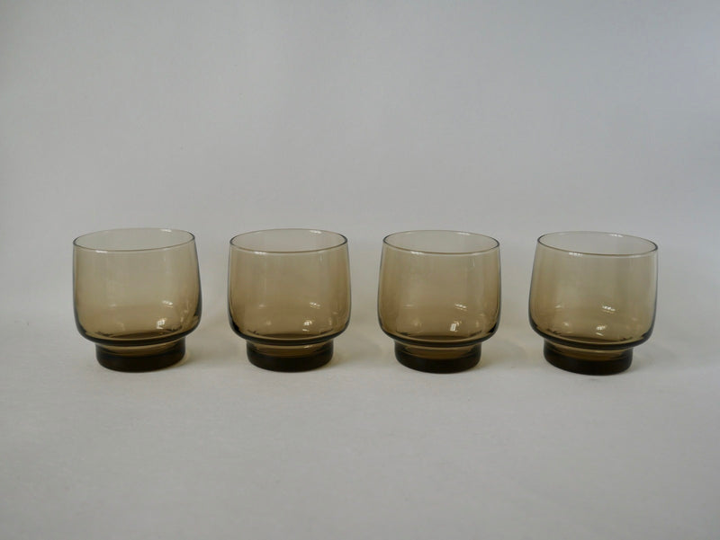 Lot De 4 Verres À Eau Design En Verre Fumé - Années 70