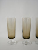 Lot De 4 Flûtes À Champagne En Verre Fumé - Années 70