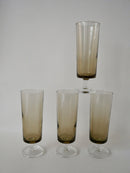 Lot De 4 Flûtes À Champagne En Verre Fumé - Années 70