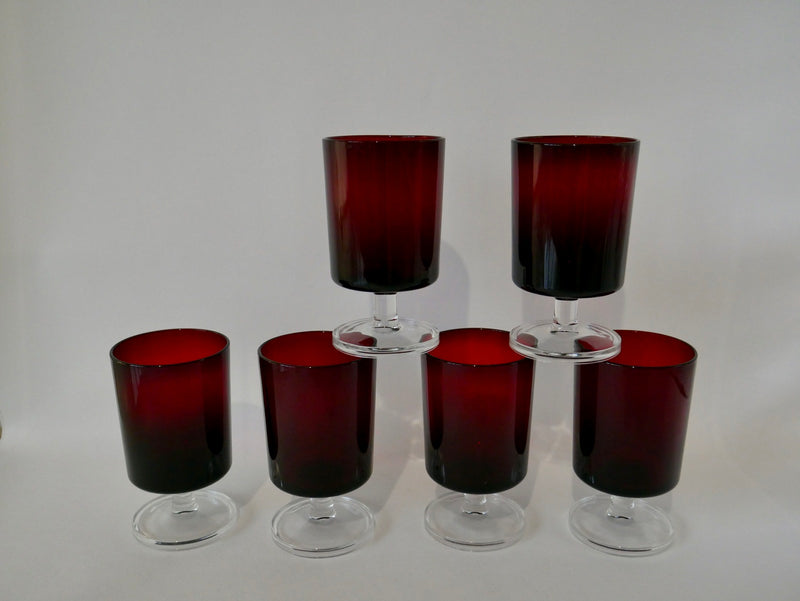 Lot De 6 Grands Verres À Vin En Verre Bordeaux Luminarc - Années 70