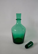 Ensemble D'Une Carafe Et De 4 Verres Design En Verre Vert - Années 70