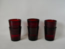 Lot De 6 Verres En Verre Coloré Bordeaux - Années 70