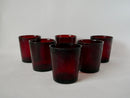 Lot De 6 Verres En Verre Coloré Bordeaux - Années 70