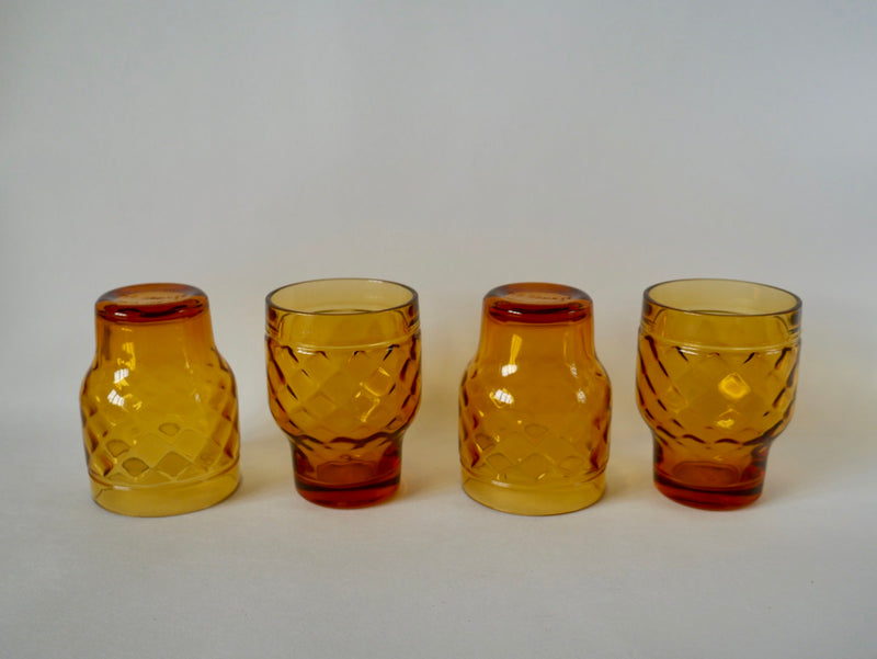 Lot De 4 Verres Ambrés Pernod - Années 70