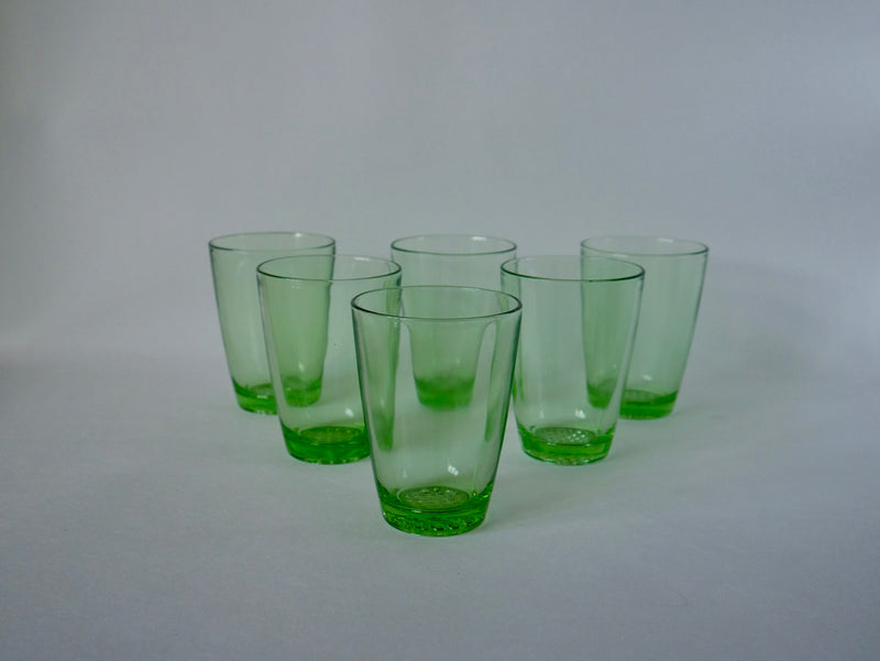 Lot De 6 Verres À Eau Made In France En Verre Vert - Années 70