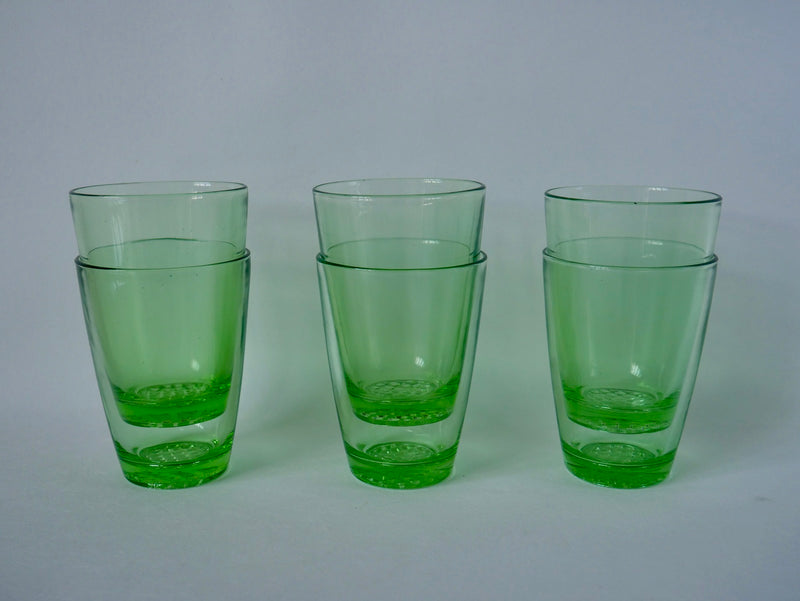 Lot De 6 Verres À Eau Made In France En Verre Vert - Années 70