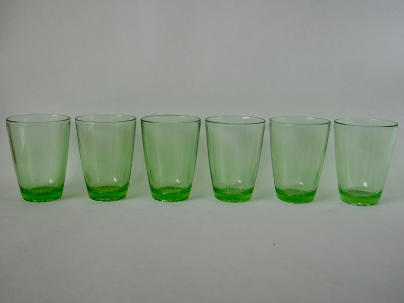 Lot De 6 Verres À Eau Made In France En Verre Vert - Années 70