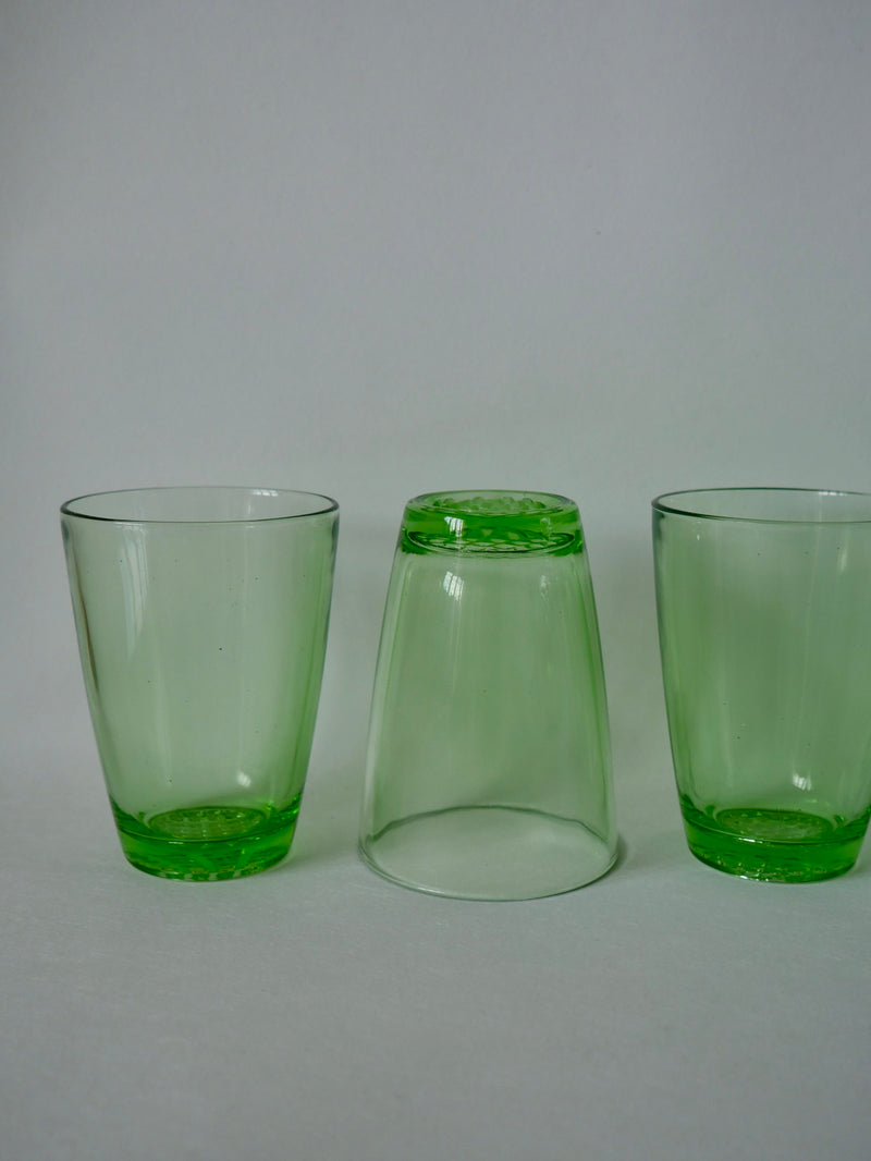 Lot De 6 Verres À Eau Made In France En Verre Vert - Années 70