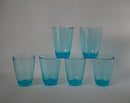 Lot De 7 Verres À Eau Made In France En Verre Bleu - Années 70