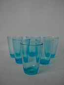 Lot De 7 Verres À Eau Made In France En Verre Bleu - Années 70