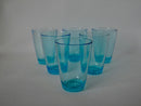 Lot De 7 Verres À Eau Made In France En Verre Bleu - Années 70