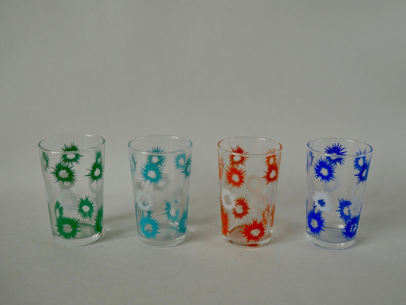 Lot De 4 Verres À Liqueur Design Colorés - Années 70