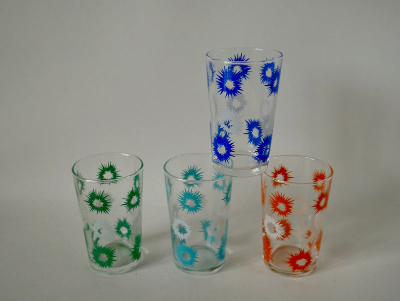 Lot De 4 Verres À Liqueur Design Colorés - Années 70