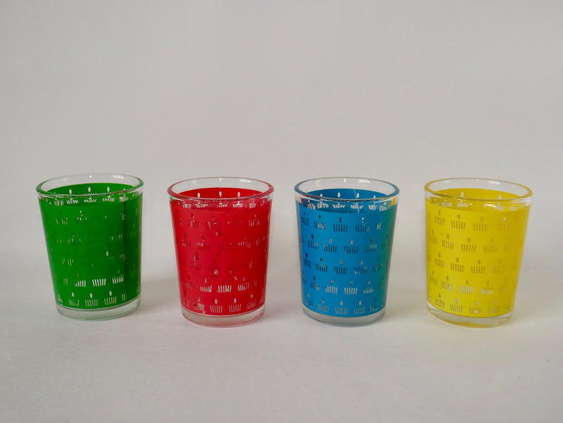 Lot De 4 Verres À Eau Colorés - Années 70