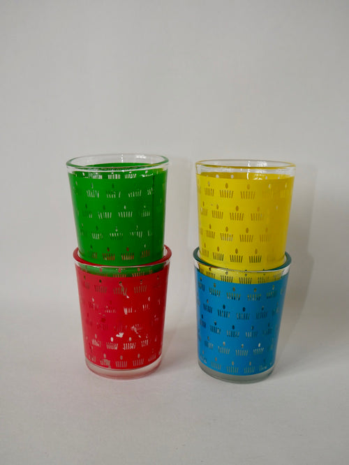 Lot De 4 Verres À Eau Colorés - Années 70