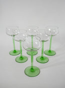 Lot De 6 Verres À Vin Blanc À Pieds Vert Clair - 1970