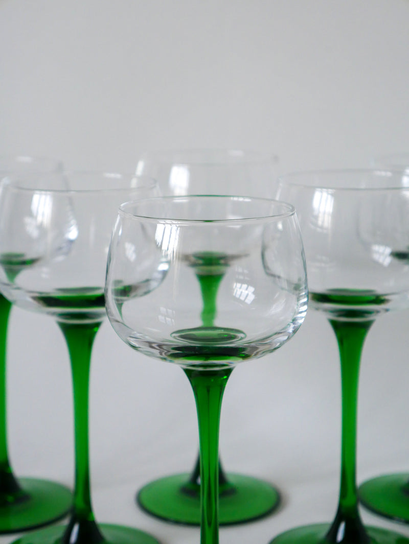 Lot De 6 Verres À Pieds Vert Made In France Luminarc - 1970