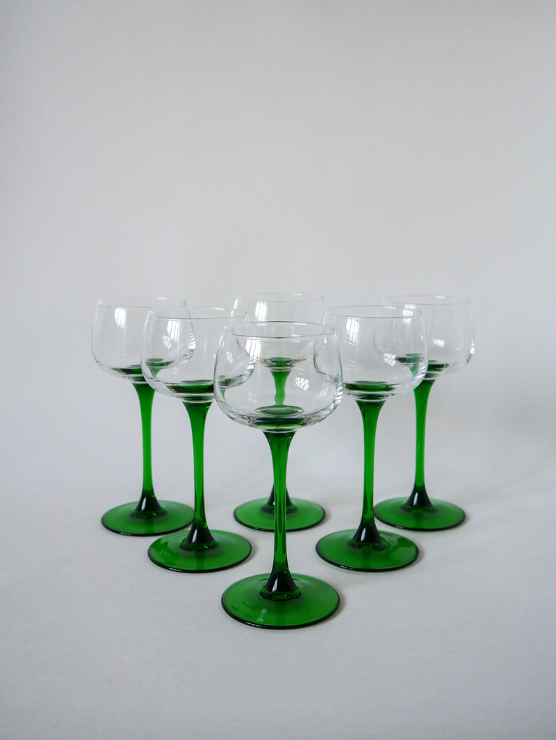 Lot De 6 Verres À Pieds Vert Made In France Luminarc - 1970