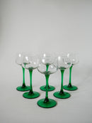 Lot De 6 Verres À Pieds Vert Foncé Made In France Luminarc - 1970