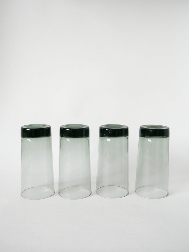 Lot De 4 Verres Long Drink En Verre Fumé Design - 1970