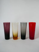 Lot De 4 Verres Long Drink Colorés Et Texturés Design - 1970