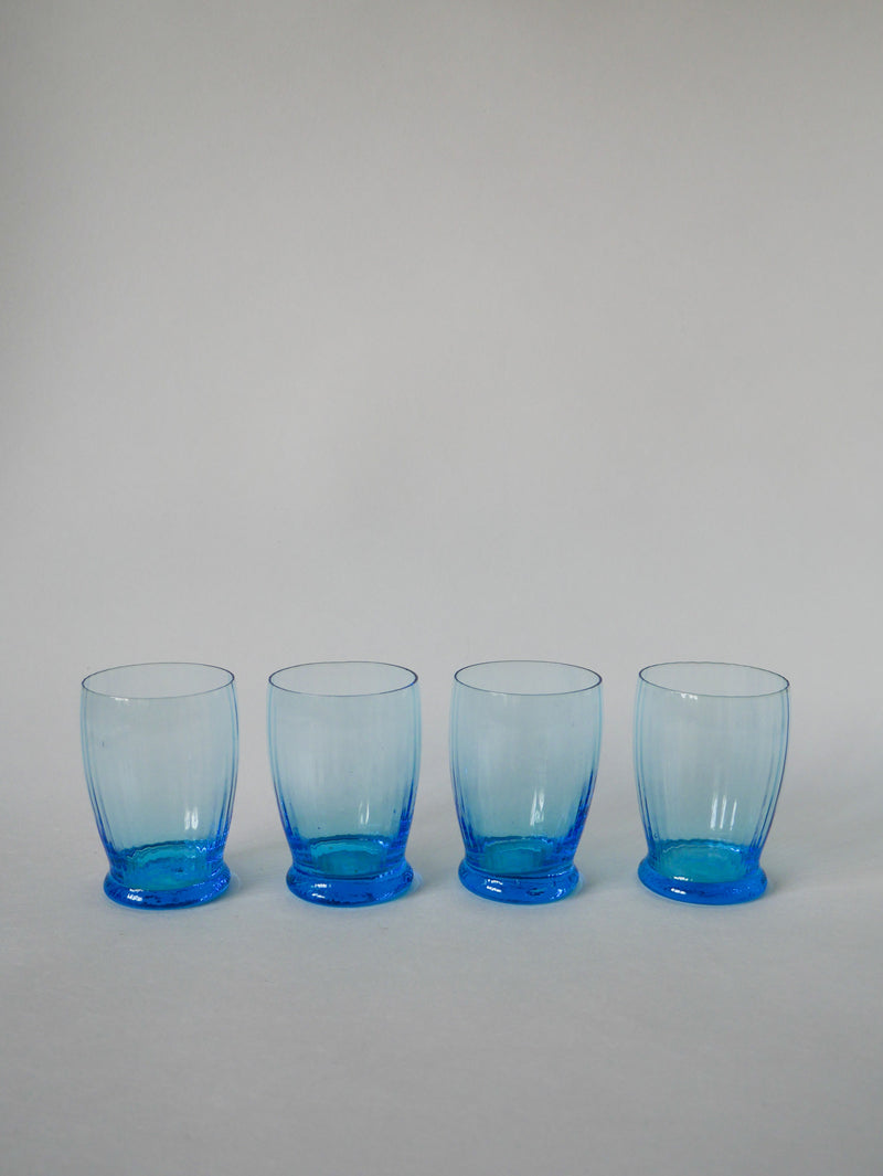 Lot De 4 Verres À Eau Turquoise Art Déco - 1930