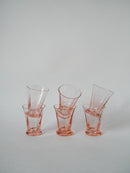 Lot De 6 Verres À Liqueur Rose Art Déco - 1970