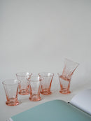 Lot De 6 Verres À Liqueur Rose Art Déco - 1970