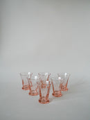 Lot De 6 Verres À Liqueur Rose Art Déco - 1970