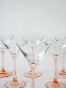 Lot De 6 Verres À Cocktails En Verre À Pieds Rose Luminarc Made In France - 1970