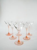 Lot De 6 Verres À Cocktails En Verre À Pieds Rose Luminarc Made In France - 1970