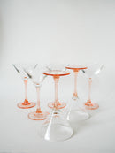 Lot De 6 Verres À Cocktails En Verre À Pieds Rose Luminarc Made In France - 1970