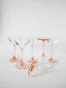 Lot De 6 Verres À Cocktails En Verre À Pieds Rose Luminarc Made In France - 1970