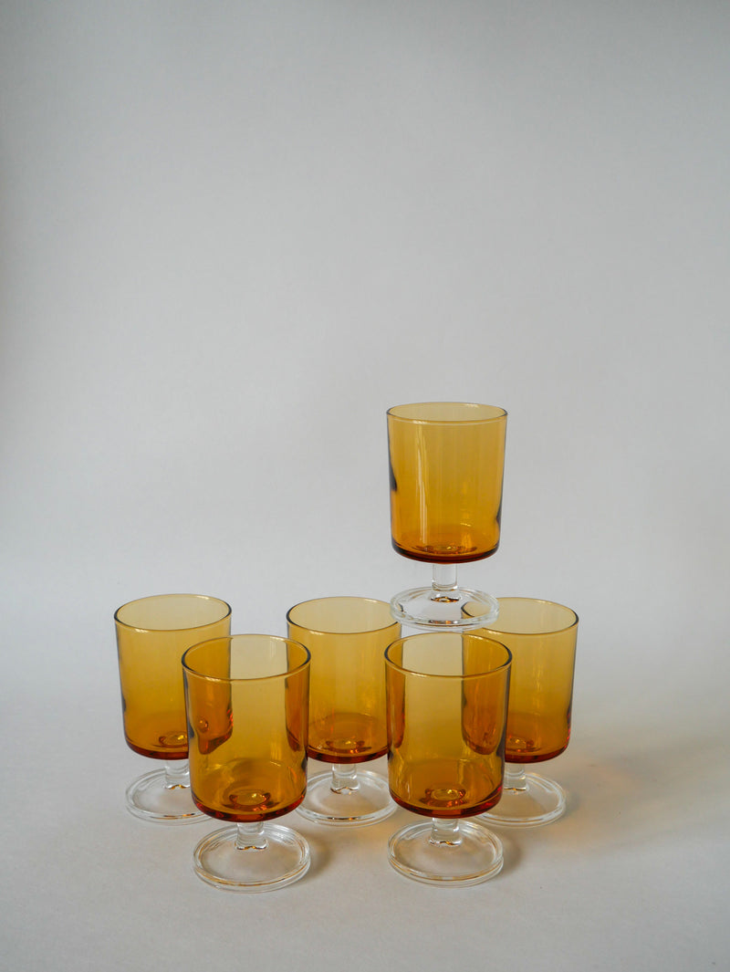 Lot De 6 Verres À Vin Ambrés Luminarc Vintage - 1970