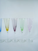 Lot De 5 Flûtes À Champagne En Verre Coloré Design - 1970