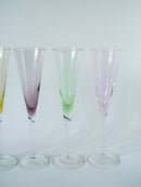 Lot De 5 Flûtes À Champagne En Verre Coloré Design - 1970