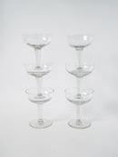 Lot De 6 Grandes Coupes À Champagne En Cristal Facetté - 1930 - 11 X 9 Cm