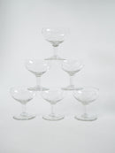 Lot De 6 Coupes À Champagne En Cristal Gravé - 1950 - 10 X 8.5 Cm